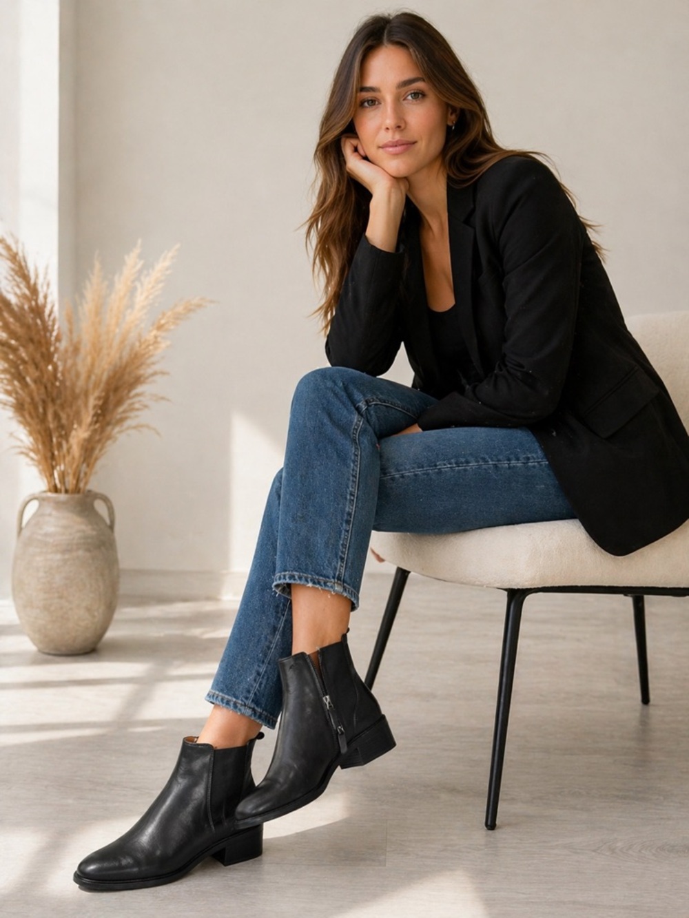 Franco Sarto Black Leather Ankle Booties